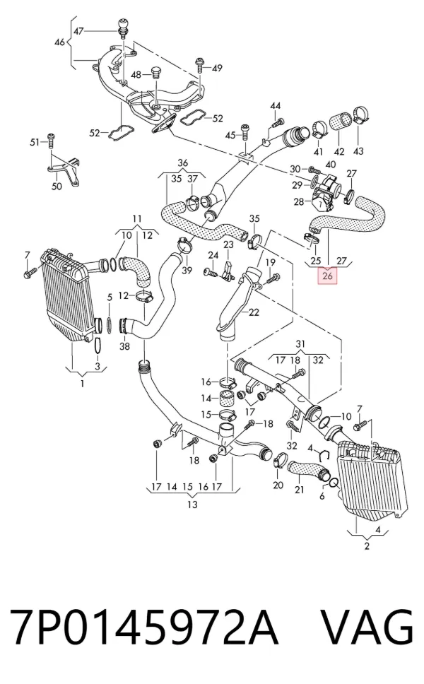 Tubo de admisión del cuerpo de mariposa 7P0145972A VAG