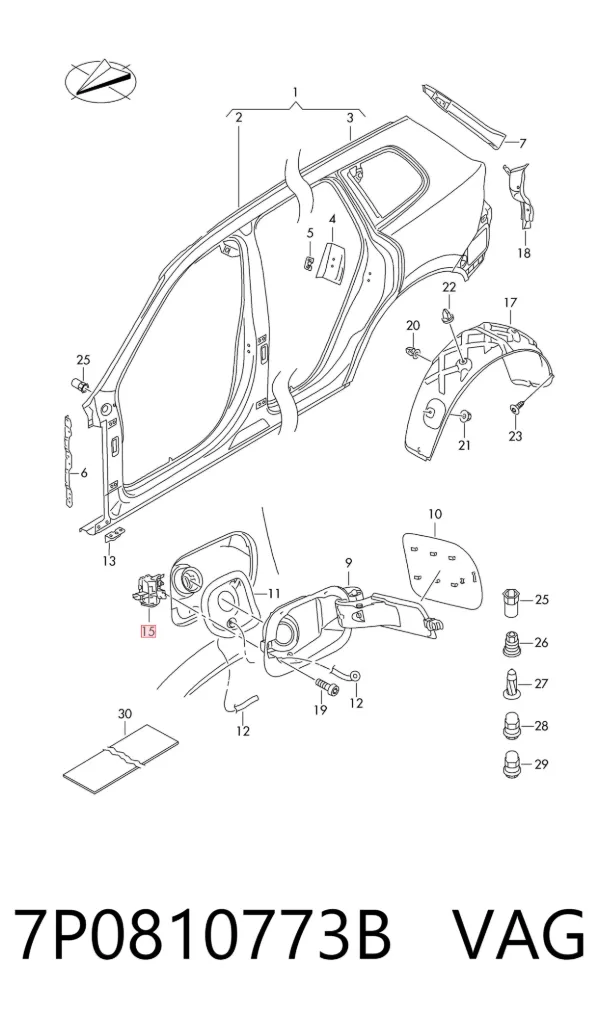 Motor tapa combustible 7P0810773B VAG