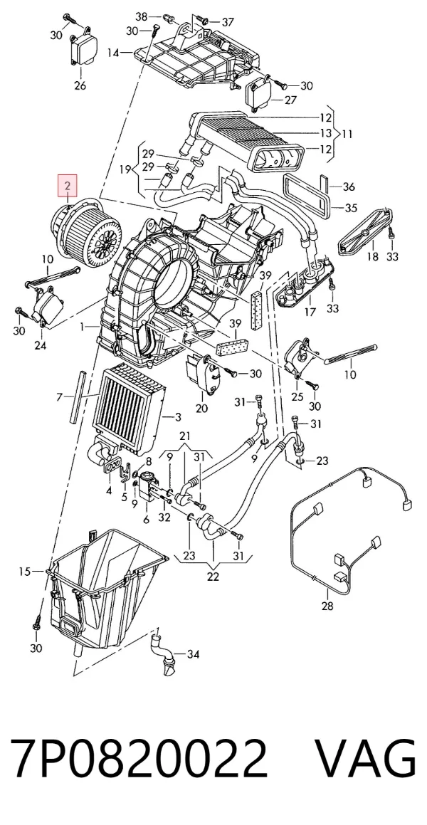 Motor del ventilador trasero del calefactor 7P0820022 VAG