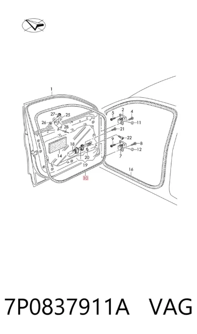 Sellador de puerta delantera VAG 7P0837911A