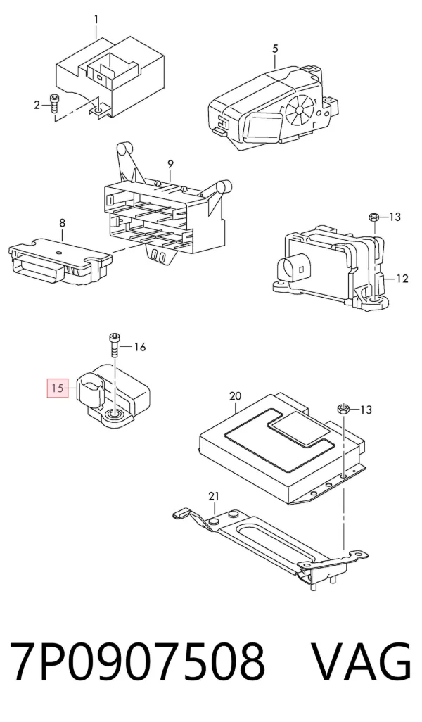 Sensor de airbag delantero 7P0907508 VAG