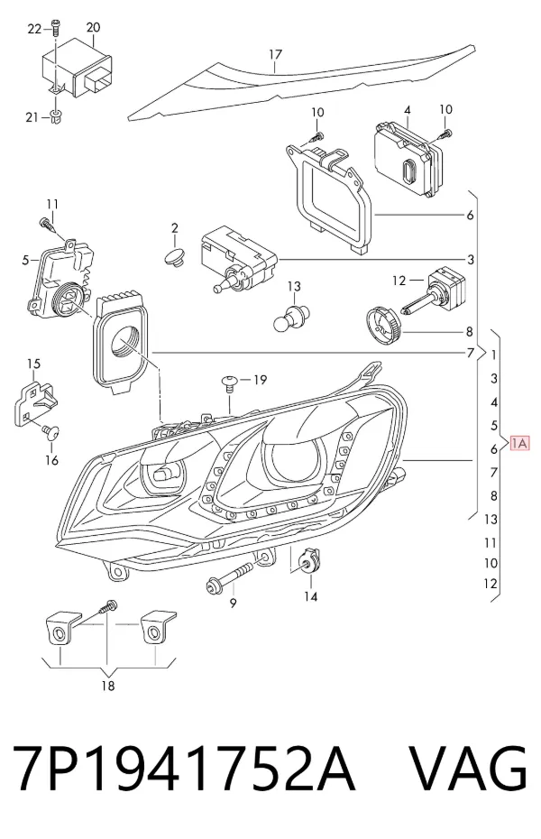 Faro derecho 7P1941752A VAG