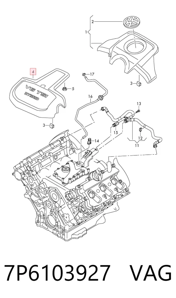Tapa motor 7P6103927 VAG