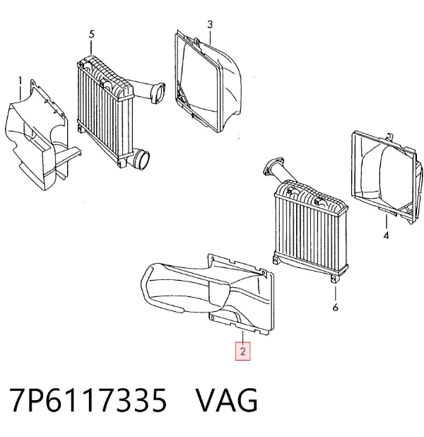 Deflector de aire del radiador intercooler izquierdo 7P6117335 VAG
