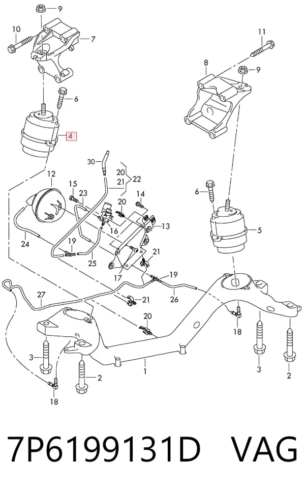 Soporte de motor, Izquierda / Derecha 7P6199131D VAG