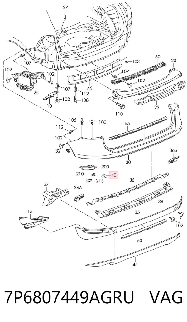 Tapa del enganche de remolcado delantera 7P6807449AGRU VAG