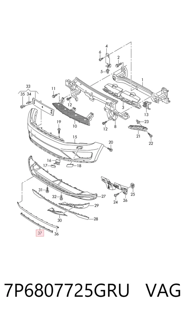 Moldura central del parachoques delantero 95K1256 Polcar