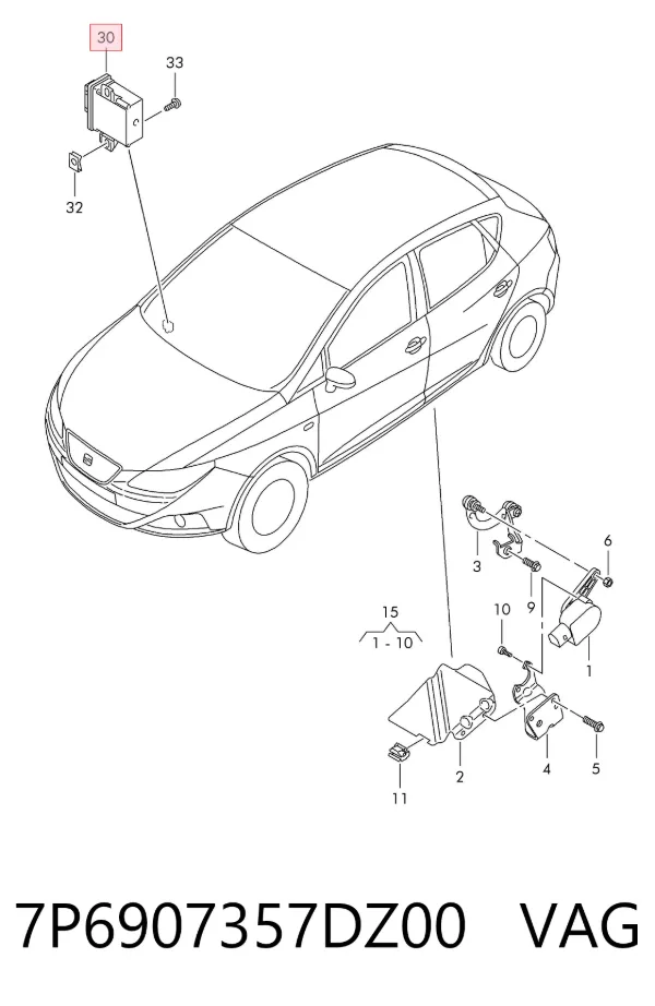 Módulo de control de iluminación adaptativa (ECU) 7P6907357DZ00 VAG