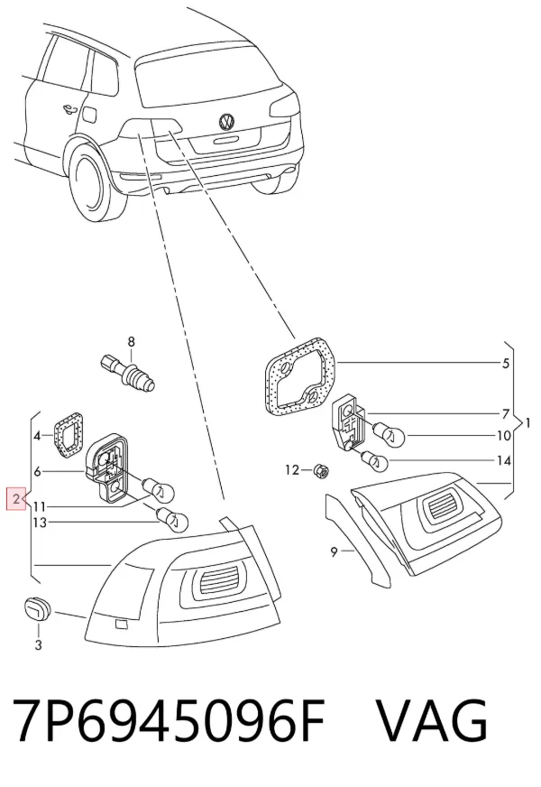 Piloto trasero exterior derecho 7P6945096F VAG