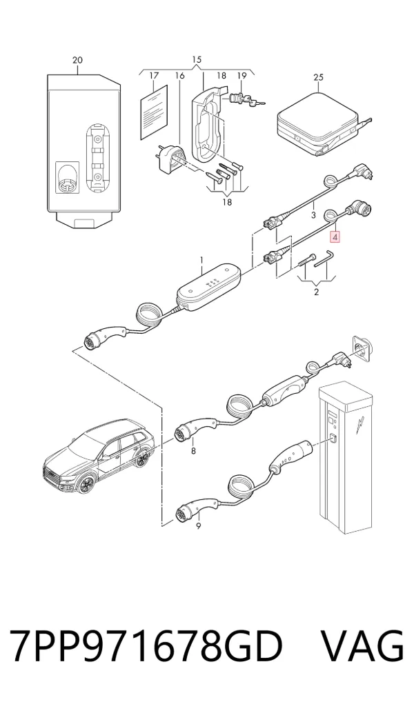 Cable de carga para vehículo eléctrico 7PP971678GD VAG
