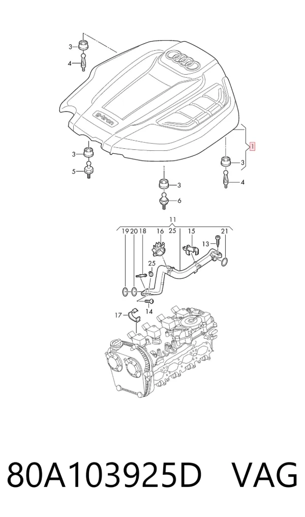Tapa motor 80A103925D VAG