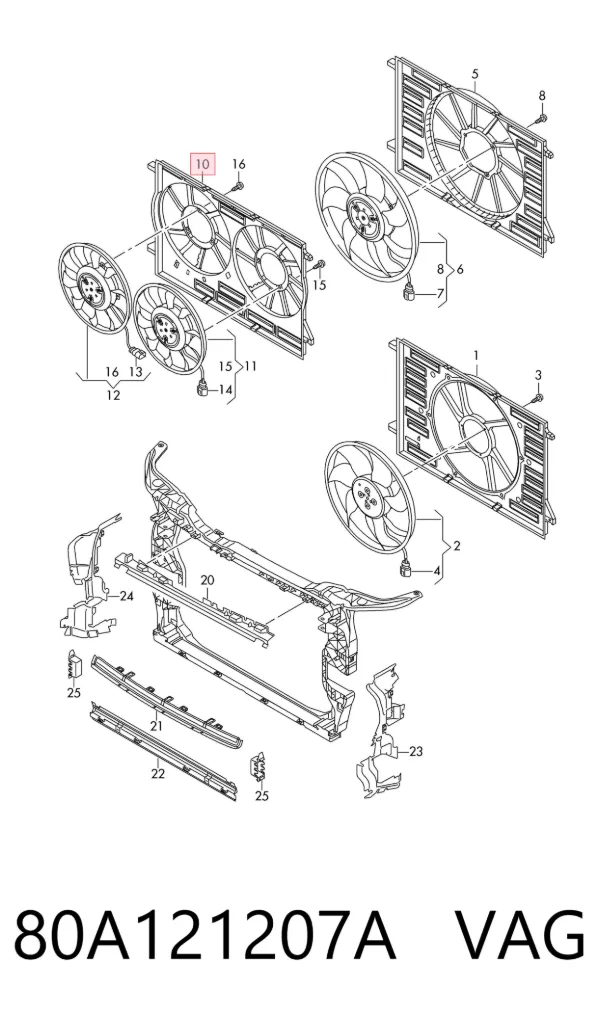 Bastidor radiador 80A121207A VAG