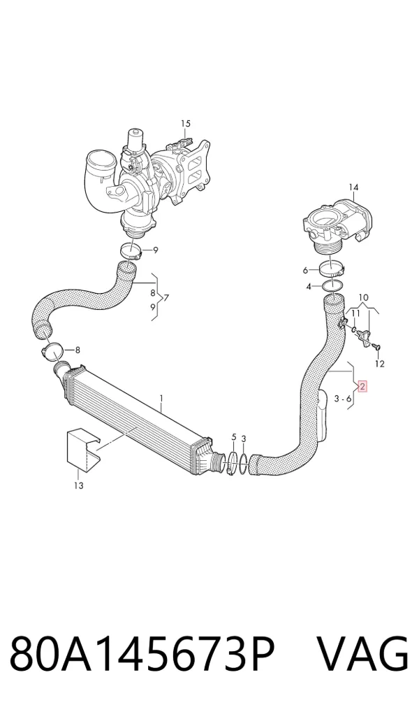 Tubo intercooler 80A145673P VAG