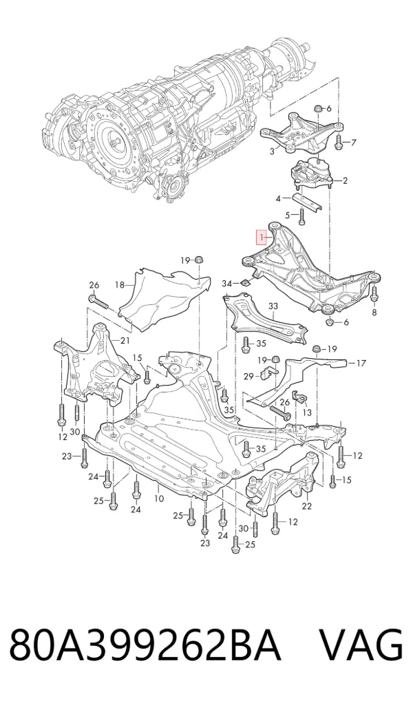 Soporte de la caja de cambios 80A399262BA VAG