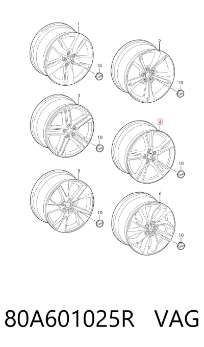 Llantas de aleación VAG 80A601025R