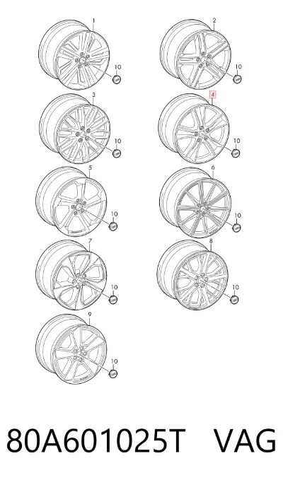 Llantas de aleación VAG 80A601025T