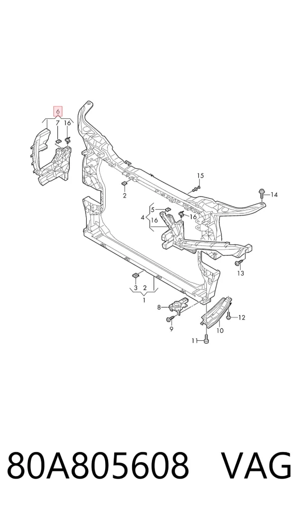 Soporte de fijación del faro delantero derecho 80A805608 VAG