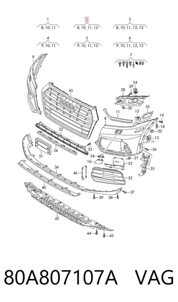 Paragolpes 80A807107A VAG