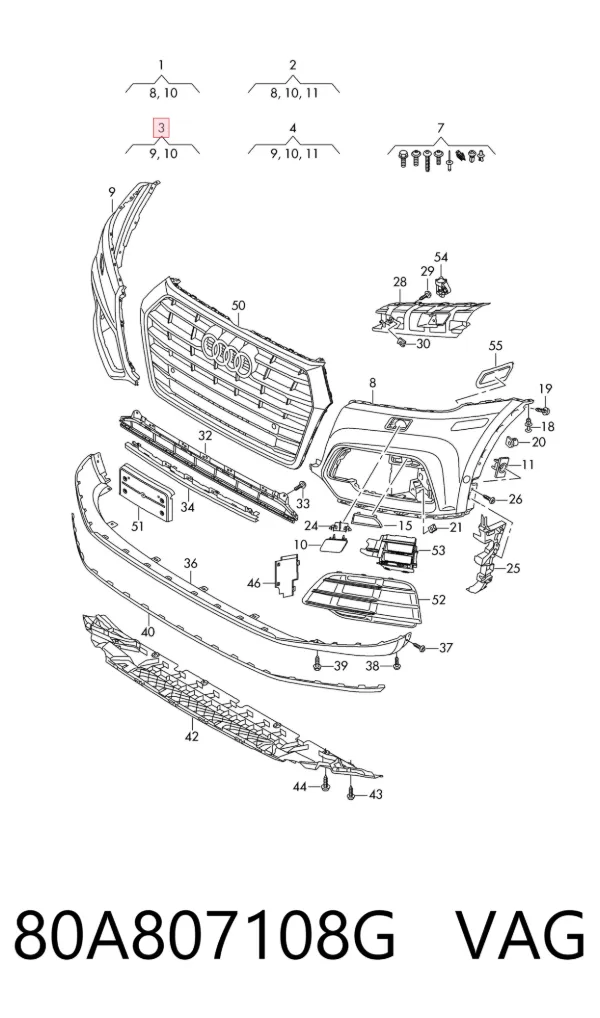 Paragolpes 80A807108G VAG