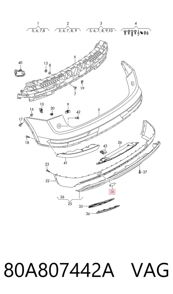 Tapa del enganche de remolcado delantera 80A807442A VAG
