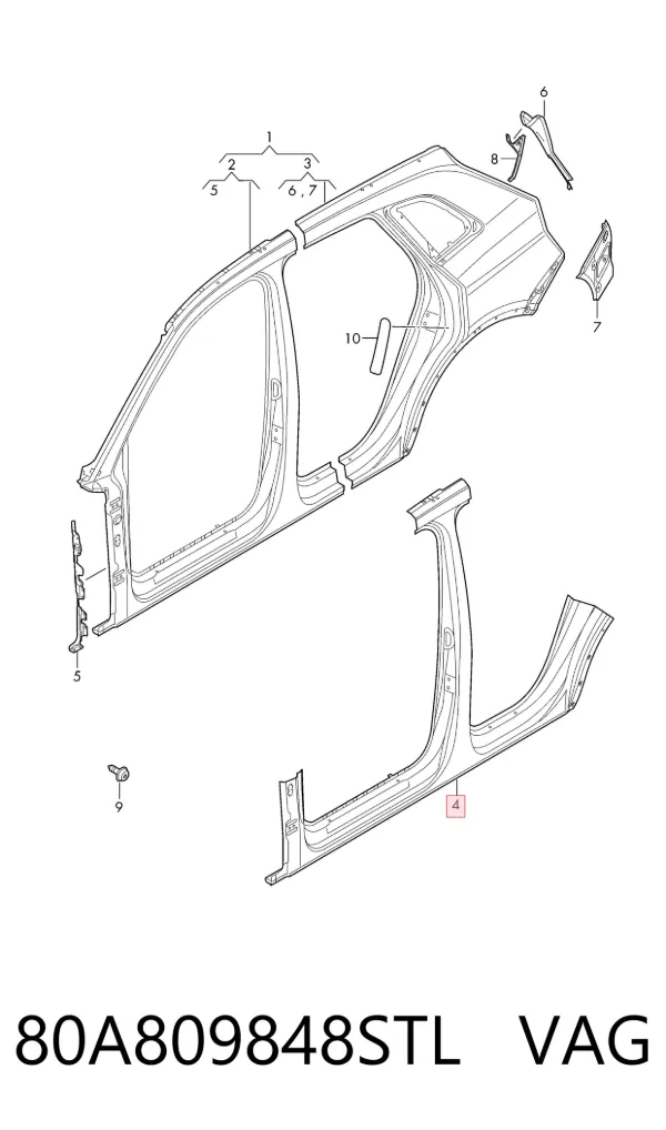 Umbral de puerta, derecha Audi Q5 FYB, FYG