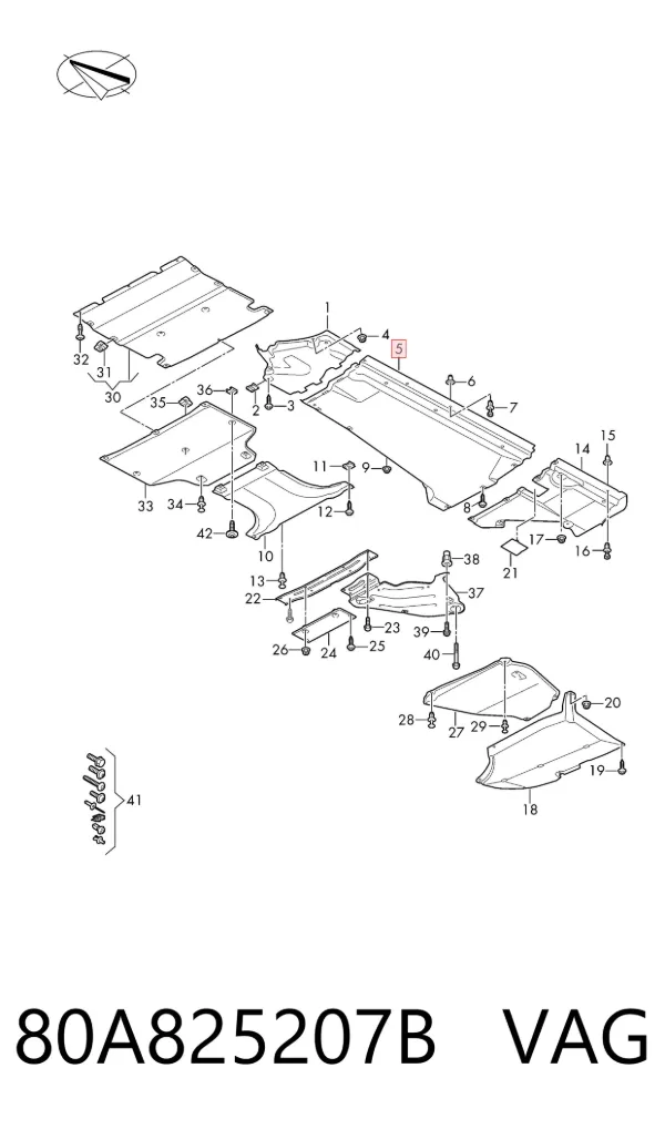 Protección inferior izquierda 80A825207B VAG