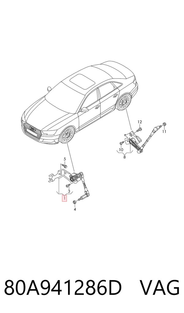 Sensor de nivel de carrocería delantero derecho 80A941286D VAG
