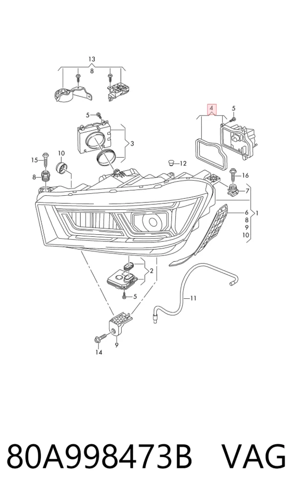 Módulo de control de luces de faros (ECU) 80A998473B VAG