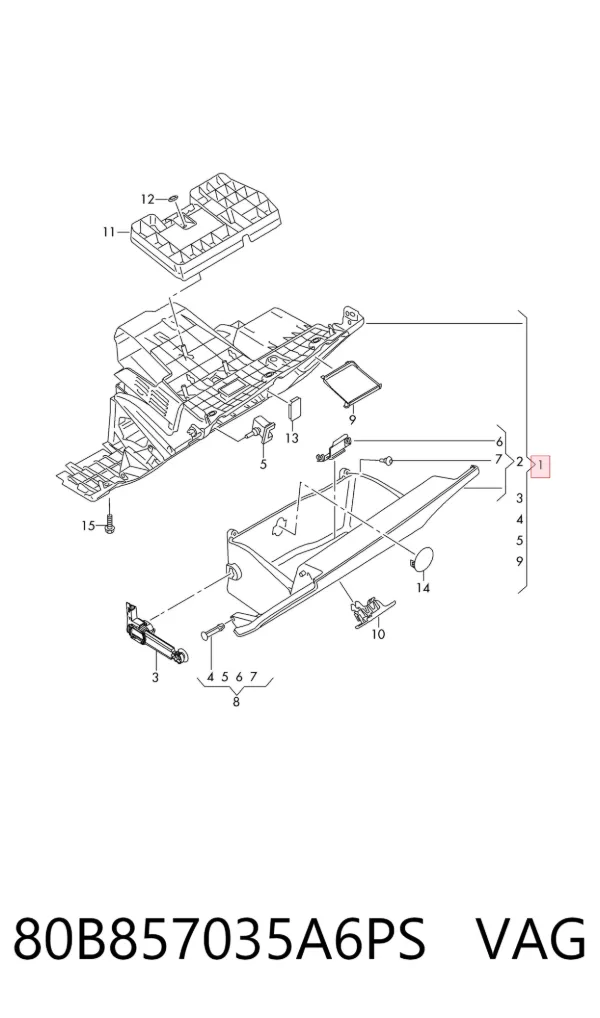 Guantera 80B857035A6PS VAG