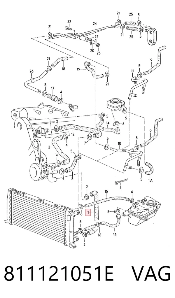 Manguera inferior del radiador 811121051E VAG