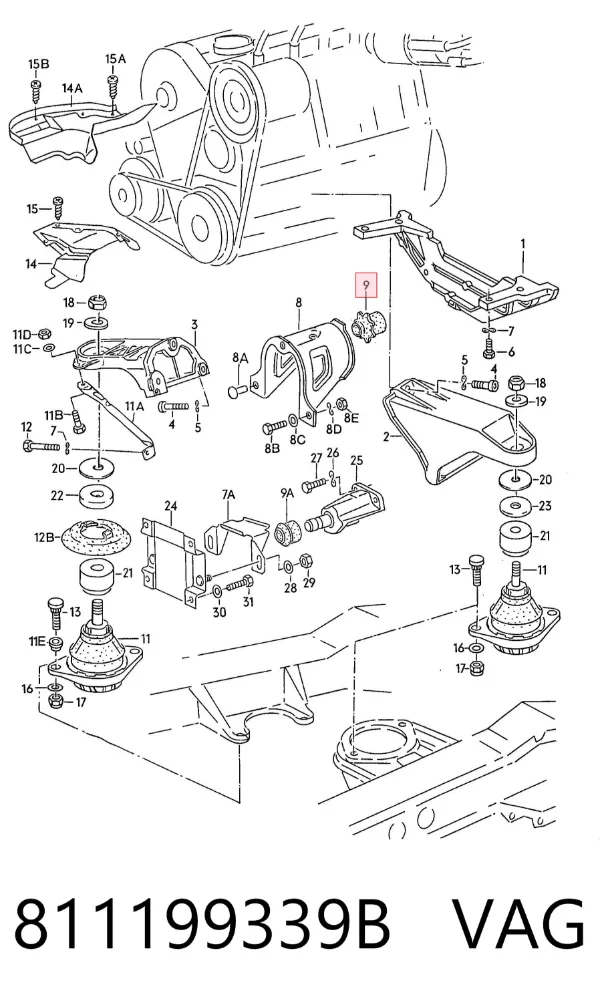 Soporte de motor delantero 811199339B VAG