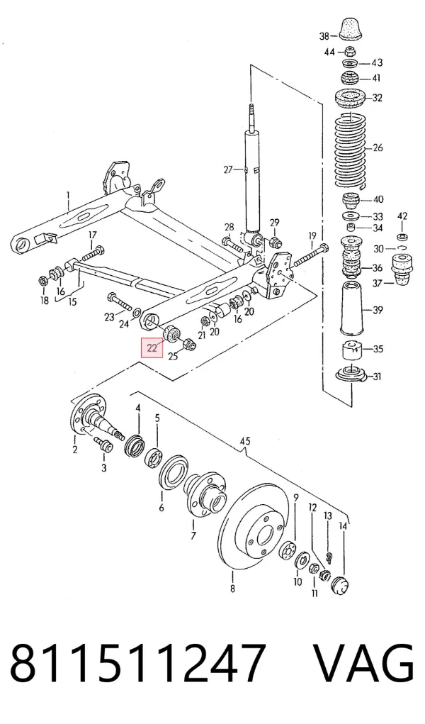 Silentblock trasero 811511247 VAG
