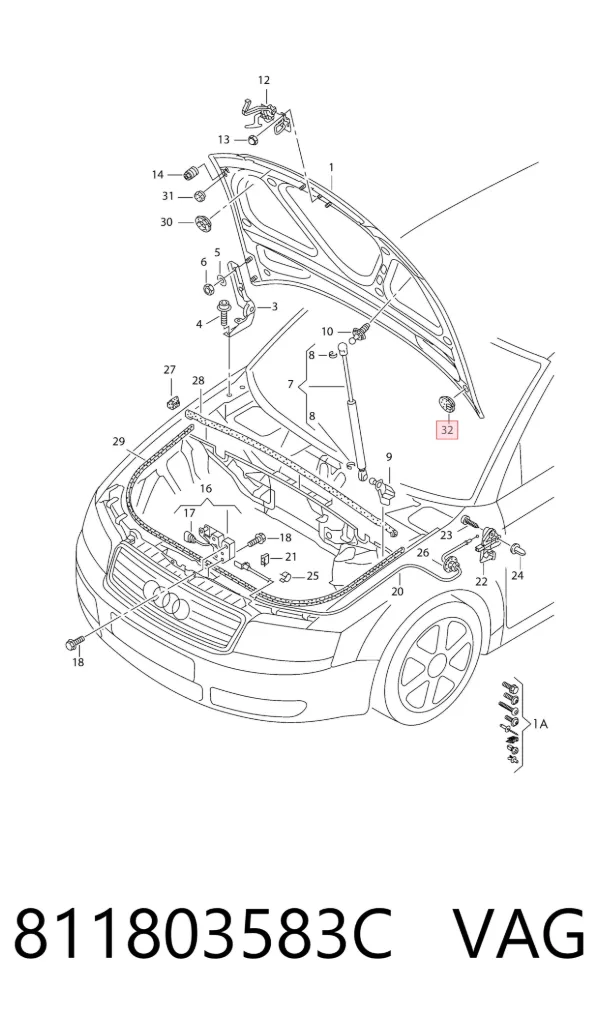 Tapón del suelo de la carrocería 811803583C VAG