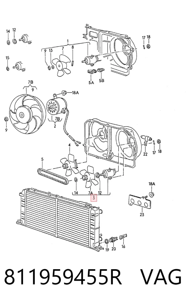 Ventilador del motor 811959455R VAG