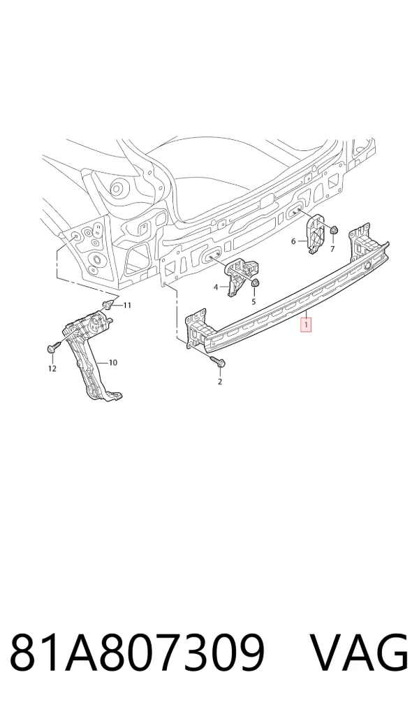 Refuerzo parachoques trasero Audi Q2 GAB, GAG