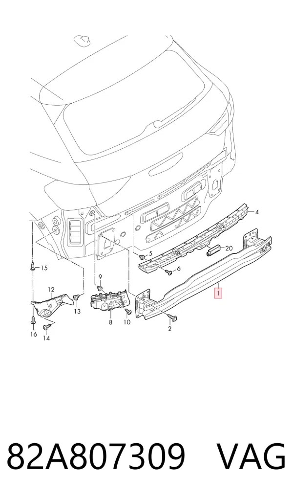 Refuerzo parachoques trasero Audi A1 Sportback