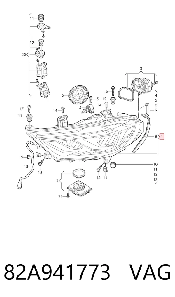 Faro izquierdo 82A941773 VAG
