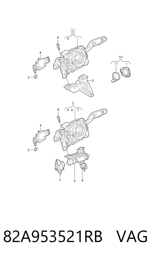 Conmutador columna dirección 82A953521RB VAG