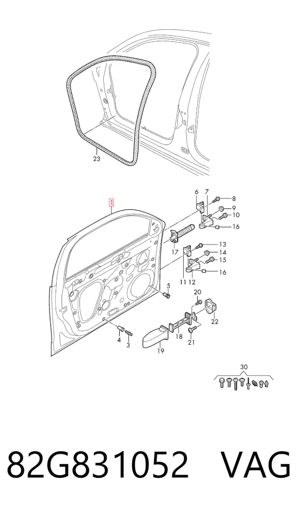 Puerta delantera derecha 82G831052 VAG