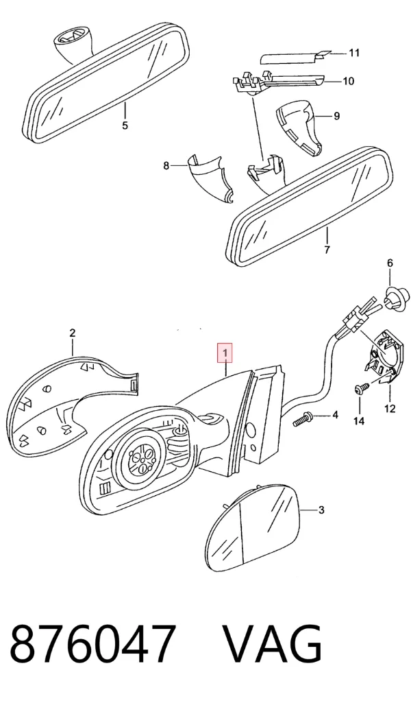 Espejo de retrovisor izquierdo 876047 VAG
