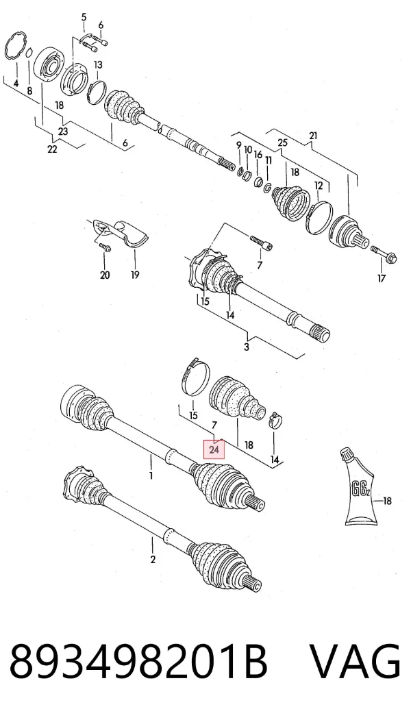 Fuelle de semieje delantero interior 893498201B VAG