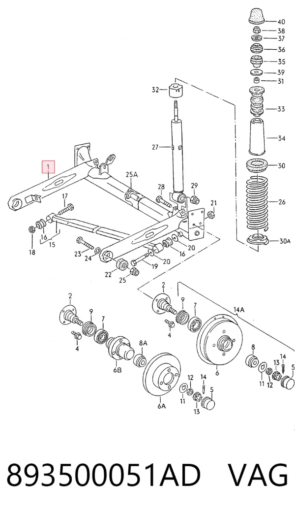 Puente trasero Audi 80 B3