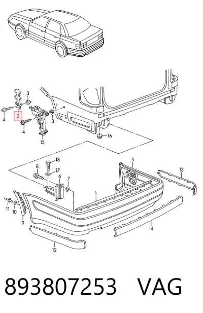 Soporte exterior de parachoques trasero VAG 893807253