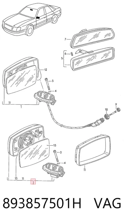 Espejo retrovisor izquierdo VAG 893857501H
