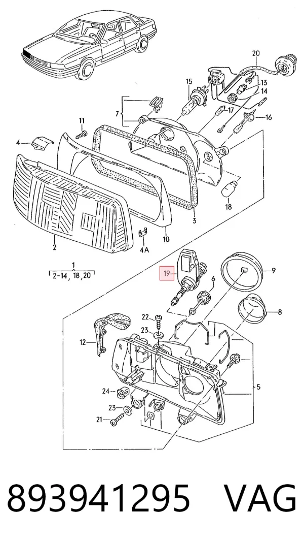 Motor regulador de faros Audi 80 B2