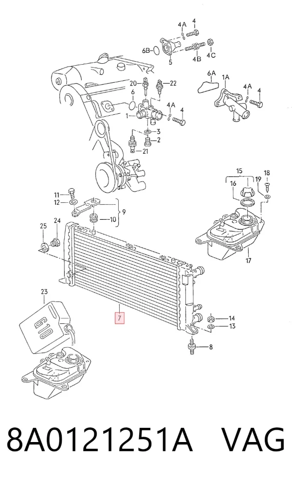 Radiador 8A0121251A VAG