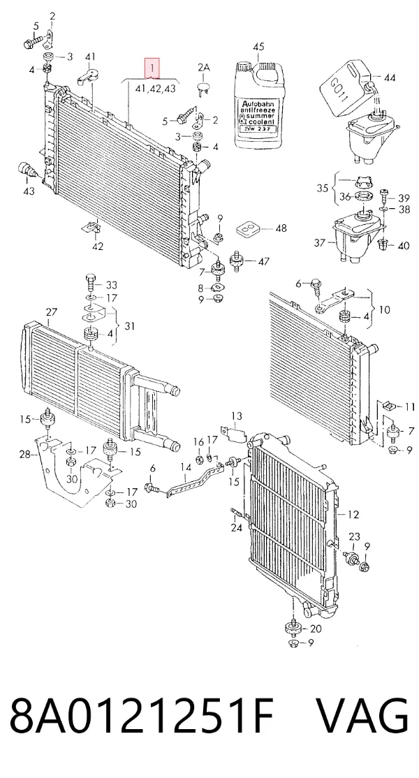 Radiador 8A0121251F VAG