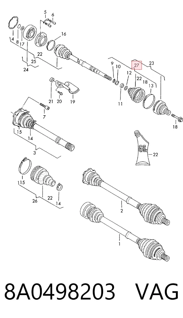 Fuelle de palier delantero exterior 8A0498203 VAG