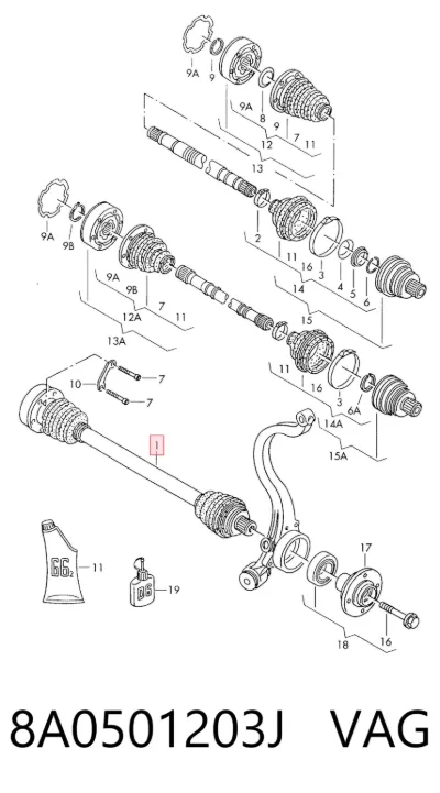Semieje trasero VAG 8A0501203J