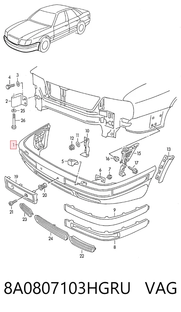 Paragolpes 8A0807103HGRU VAG